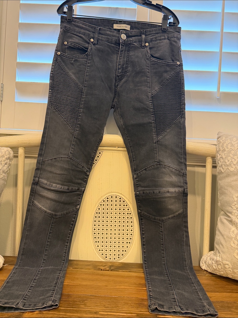 Pierre Balmain grey/black Moto Jeans Sz- 30